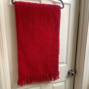 Shabby Chic 82” Red Chenille Woven Table Runner